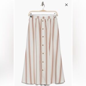 Nordstrom Cream and Tan Striped A-Line Skirt